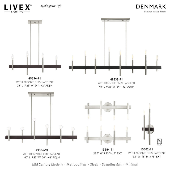 8 Light Brushed Nickel Linear Chandelier