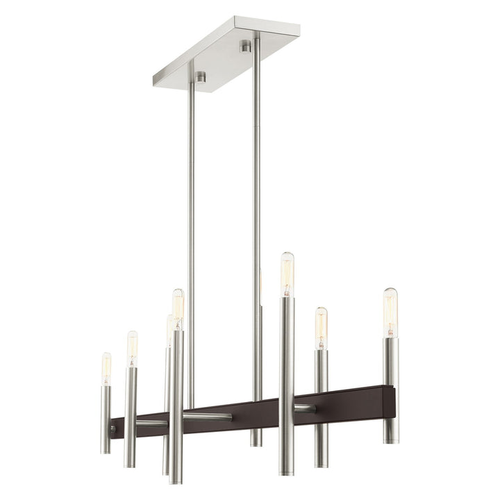 8 Light Brushed Nickel Linear Chandelier