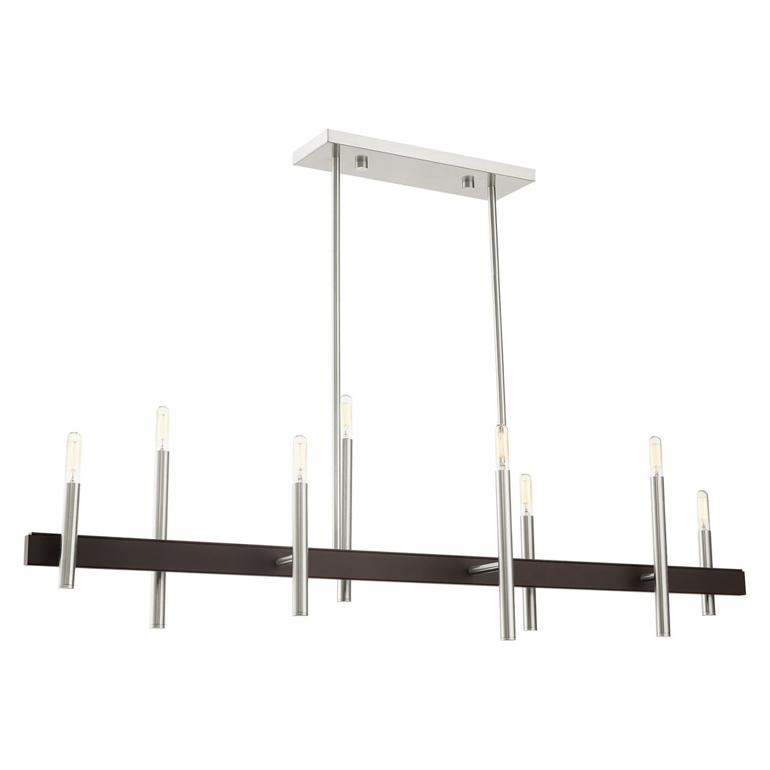 8 Light Brushed Nickel Linear Chandelier