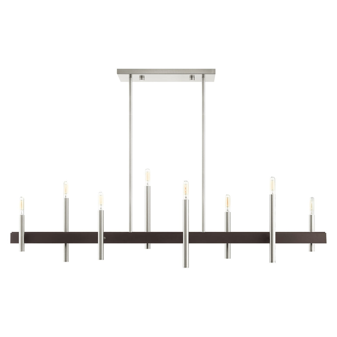 8 Light Brushed Nickel Linear Chandelier