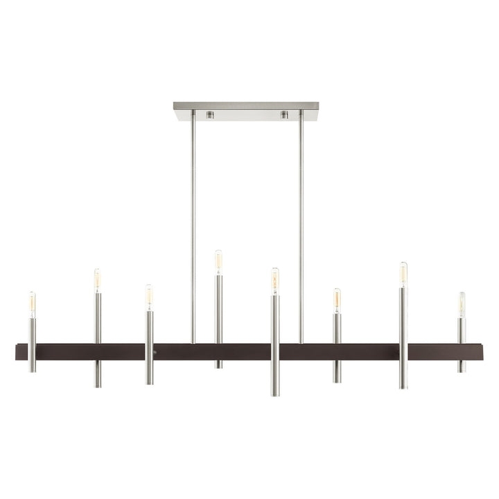 8 Light Brushed Nickel Linear Chandelier