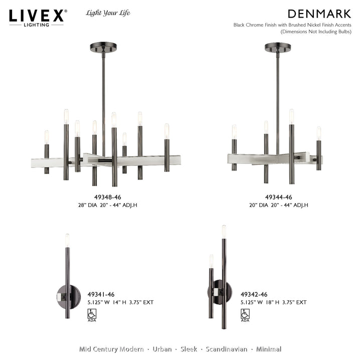 2 Light Black Chrome Ada Double Sconce