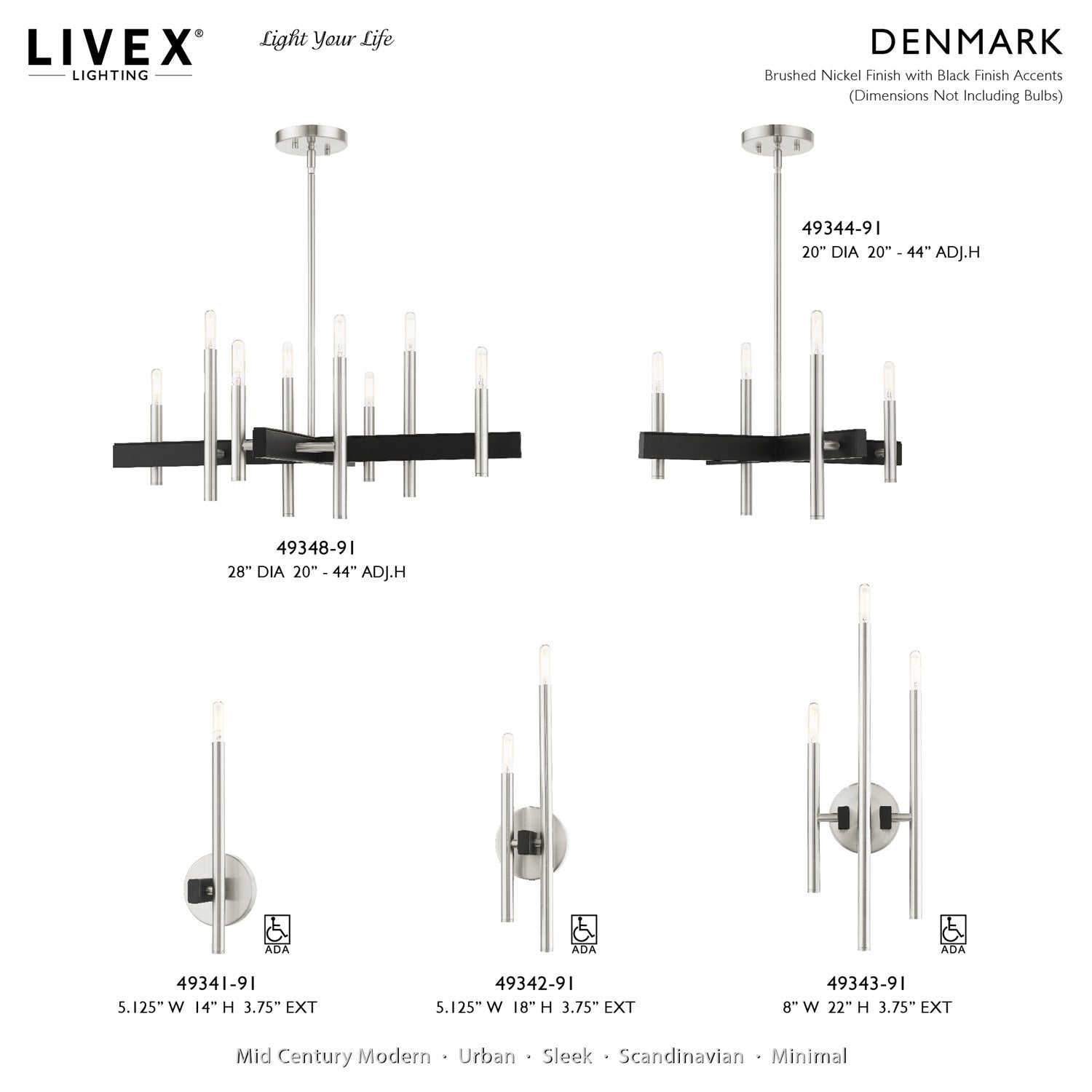 3 Light Brushed Nickel Ada Triple Sconce