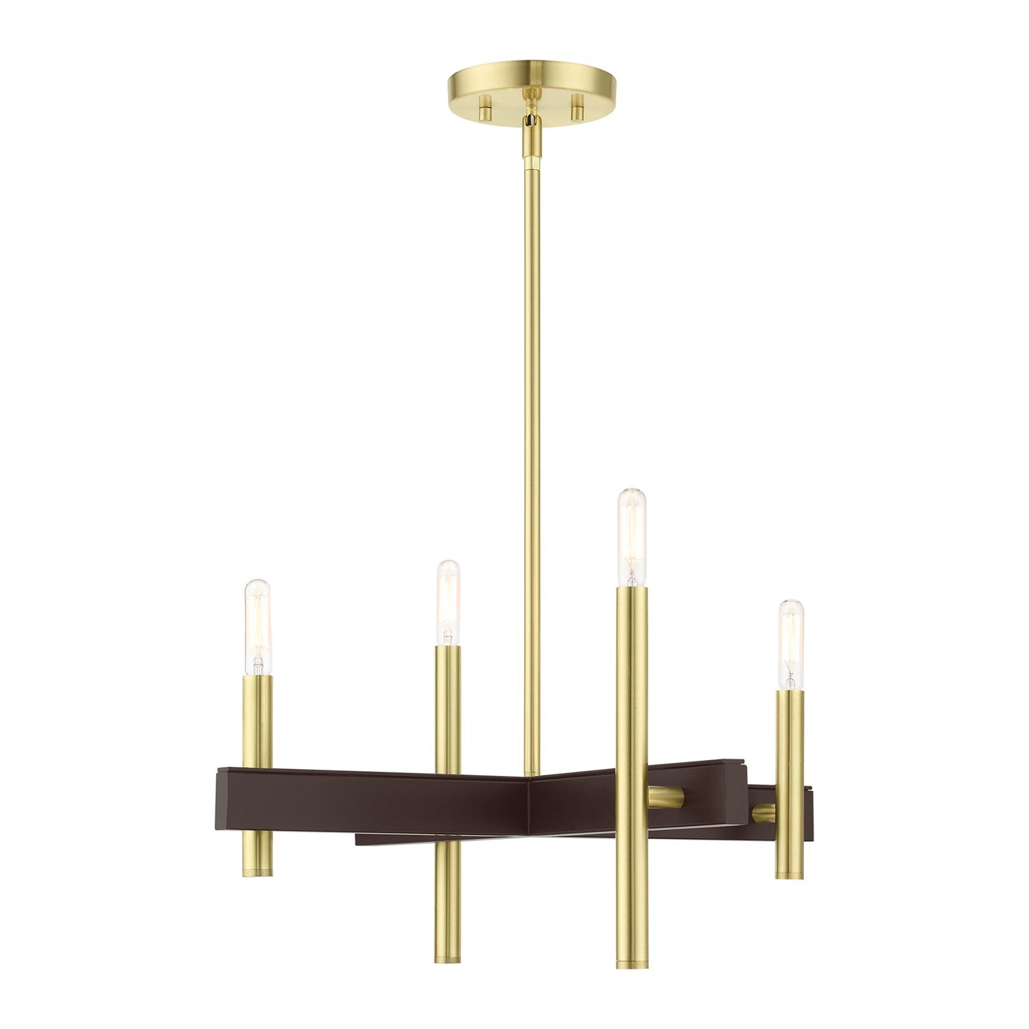 4 Light Satin Brass Chandelier by Livex Lighting