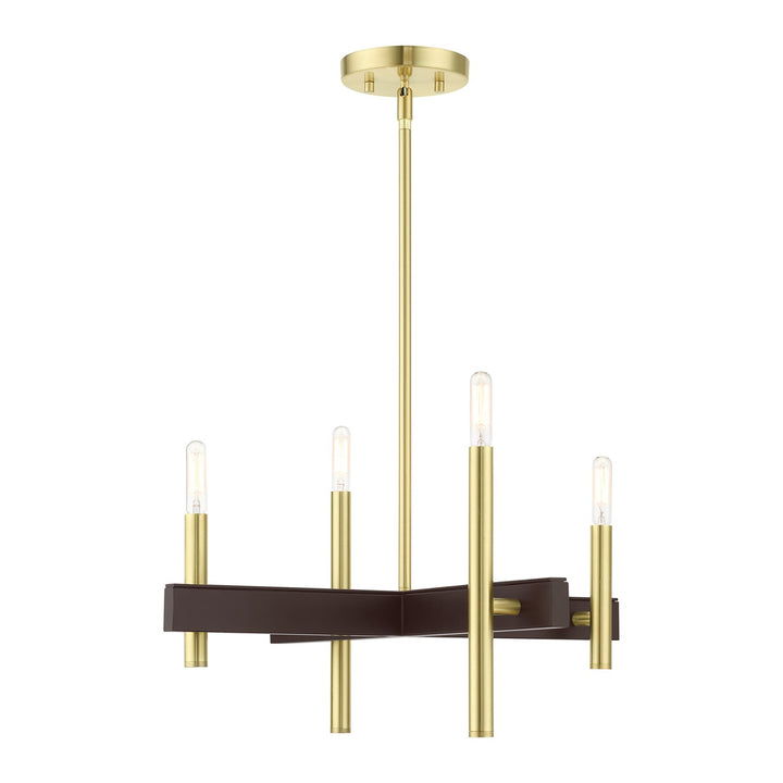 4 Light Satin Brass Chandelier by Livex Lighting