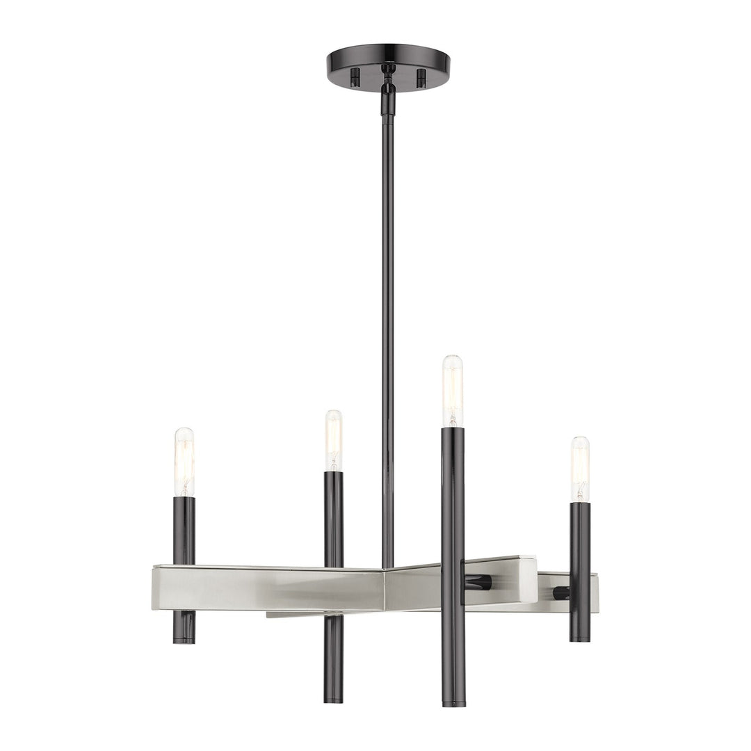 4 Light Black Chrome Chandelier by Livex Lighting