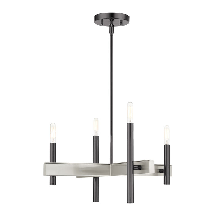 4 Light Black Chrome Chandelier by Livex Lighting
