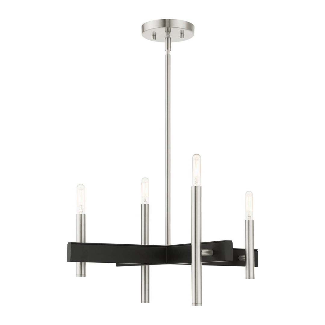 4 Light Brushed Nickel Chandelier by Livex Lighting
