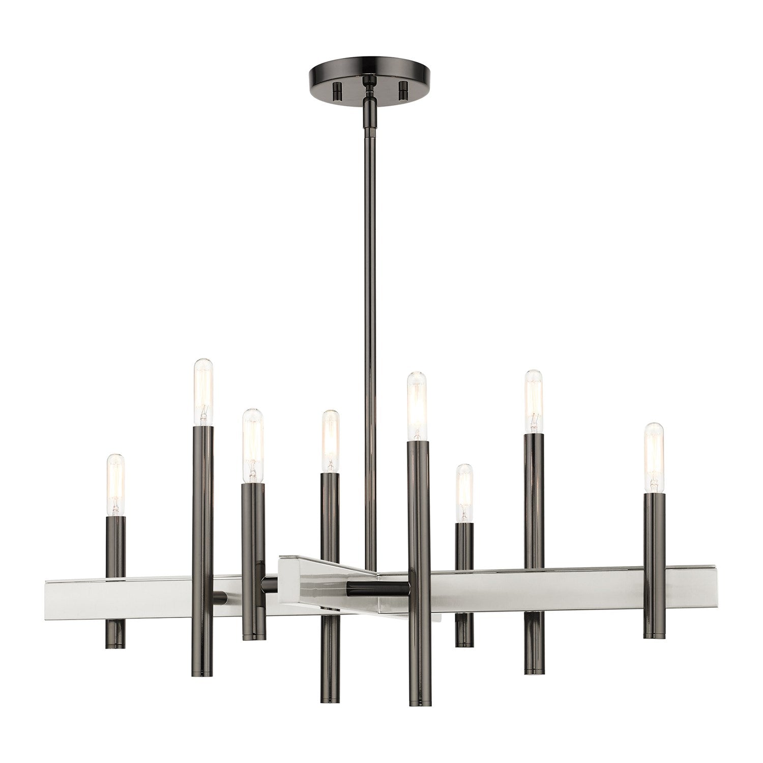8 Light Black Chrome Chandelier by Livex Lighting