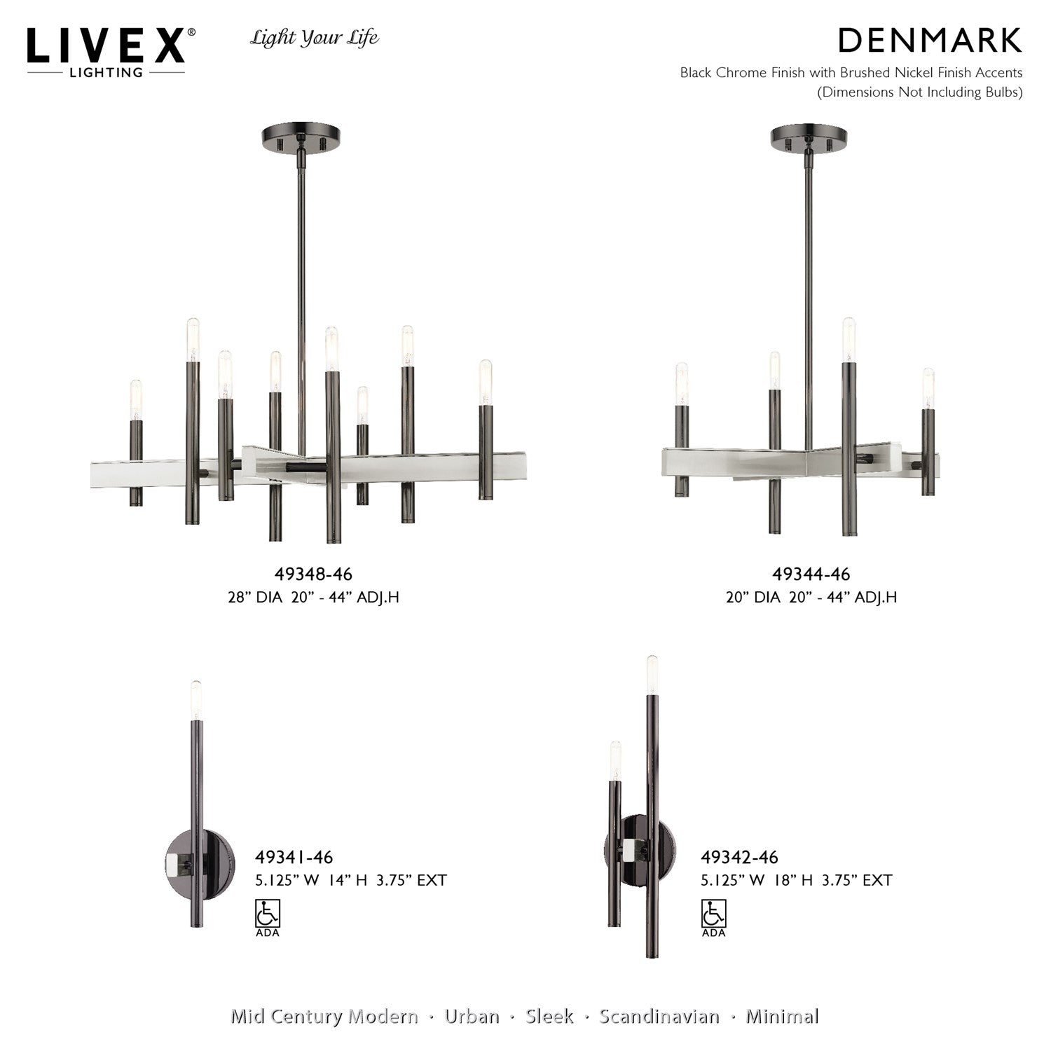 8 Light Black Chrome Chandelier