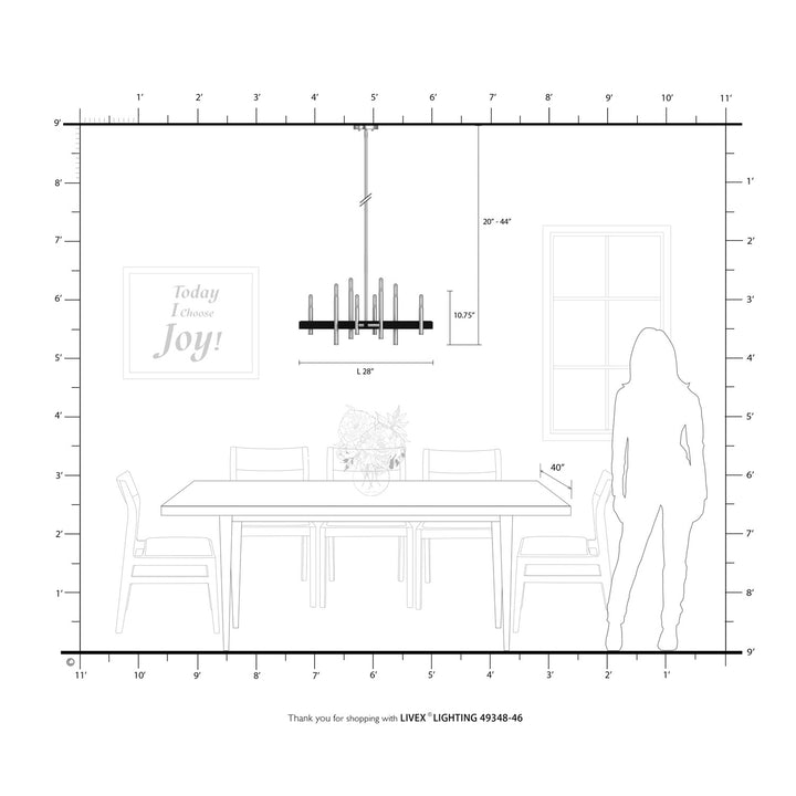 8 Light Black Chrome Chandelier