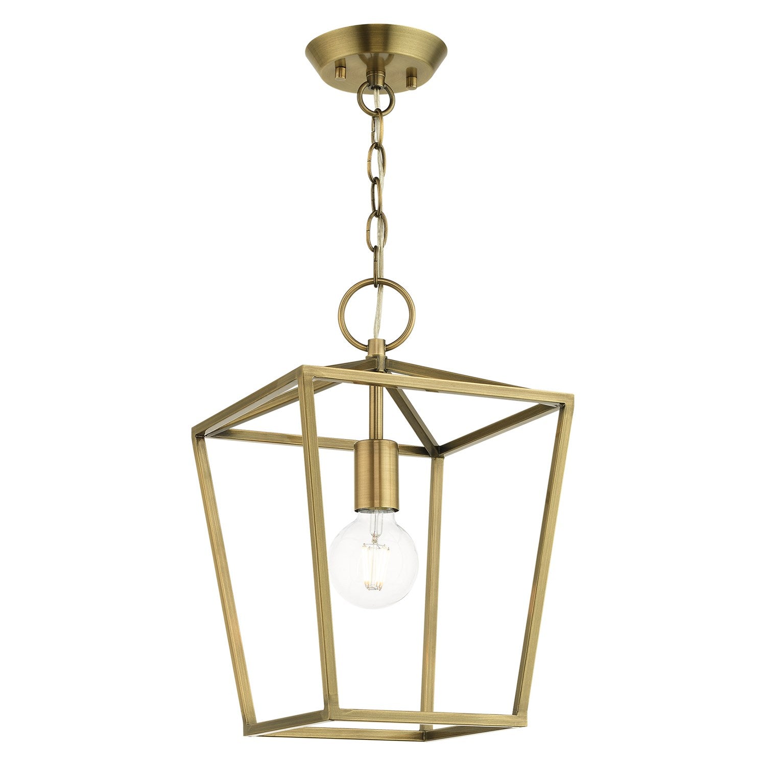 1 Light Antique Brass Convertible Lantern