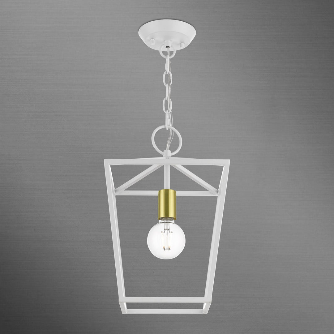 1 Light White Square Lantern