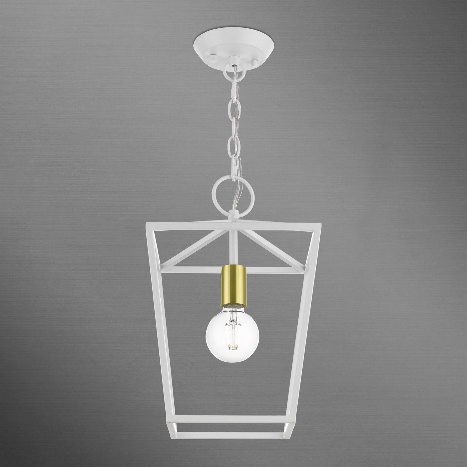 1 Light White Square Lantern