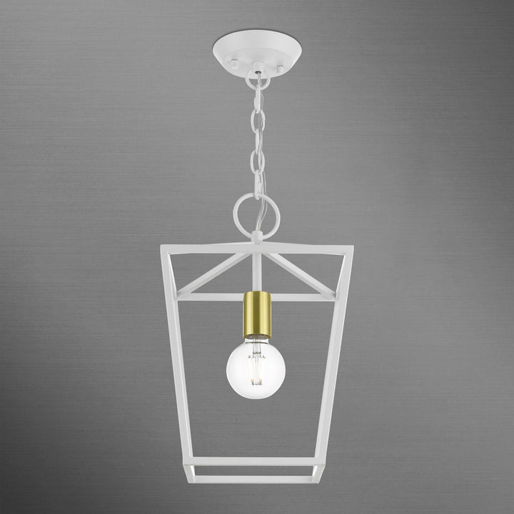 1 Light White Square Lantern