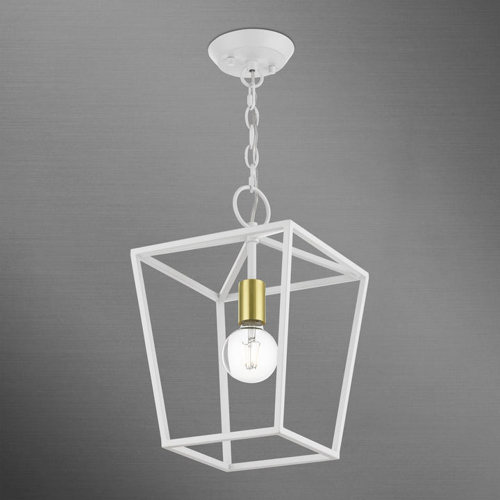 1 Light White Square Lantern