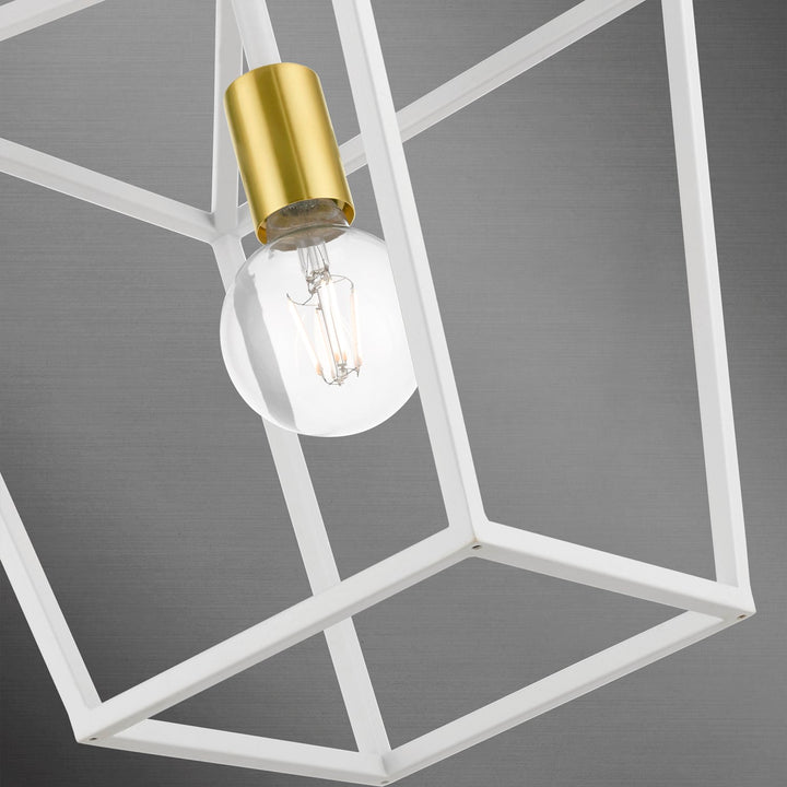1 Light White Square Lantern