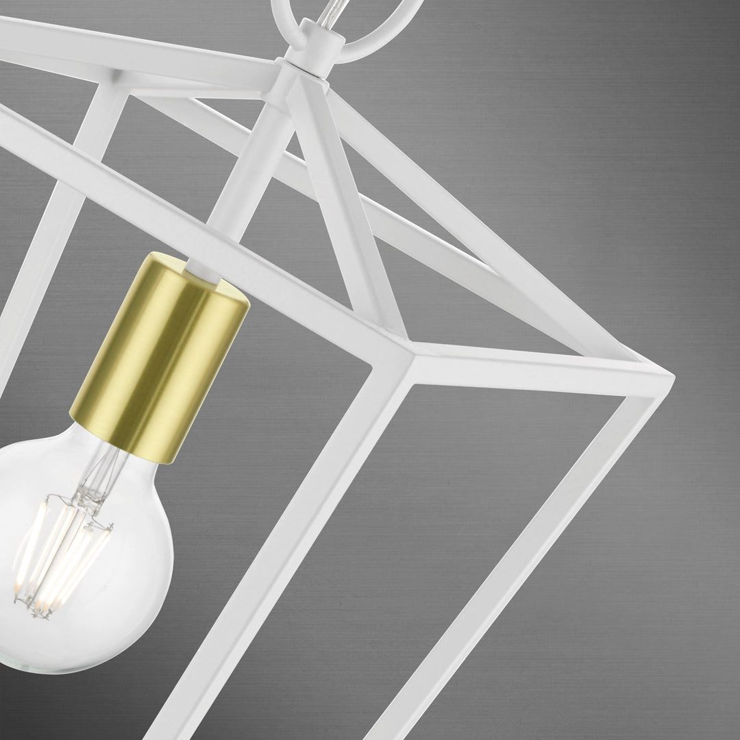 1 Light White Square Lantern