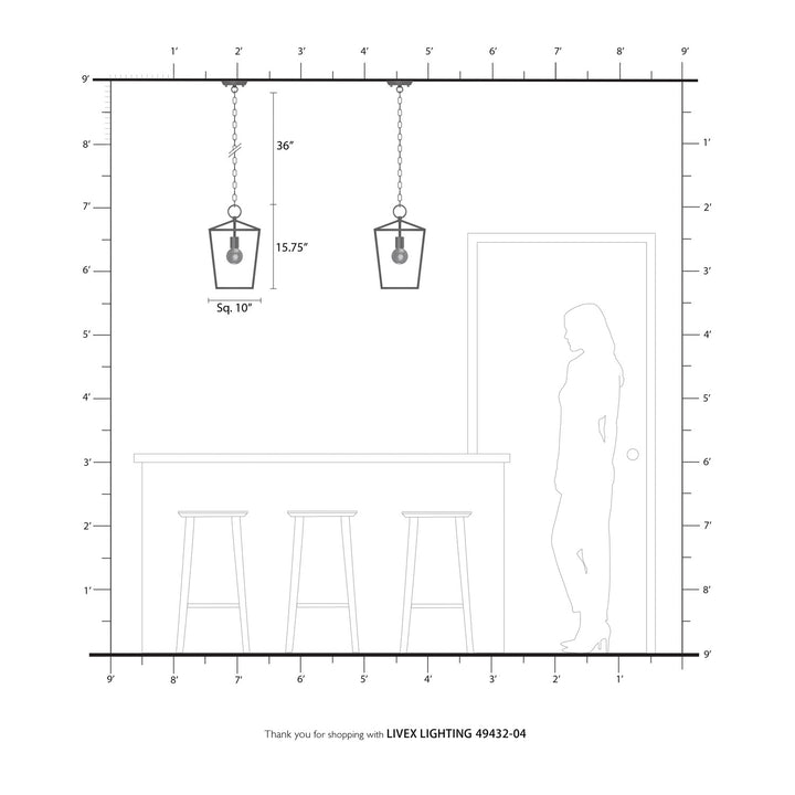 1 Light Black Convertible Lantern