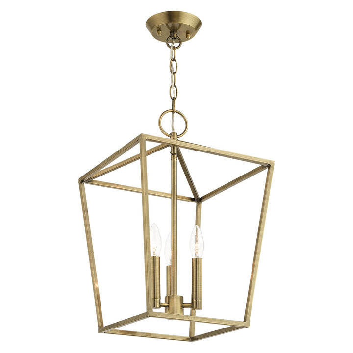 3 Light Antique Brass Convertible Lantern