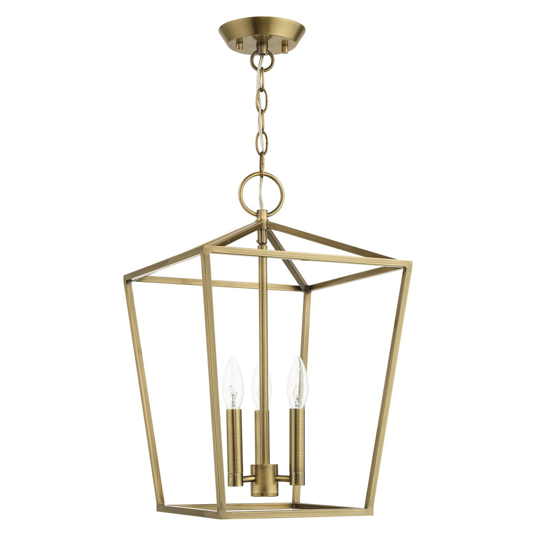 3 Light Antique Brass Convertible Lantern