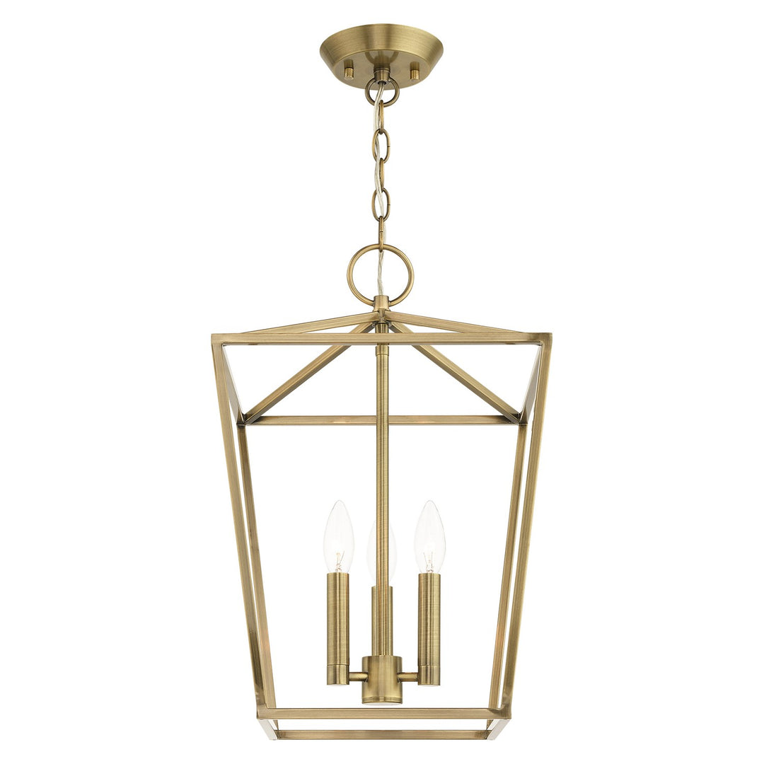 3 Light Antique Brass Convertible Lantern