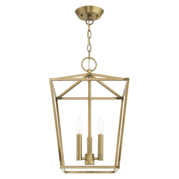 3 Light Antique Brass Convertible Lantern