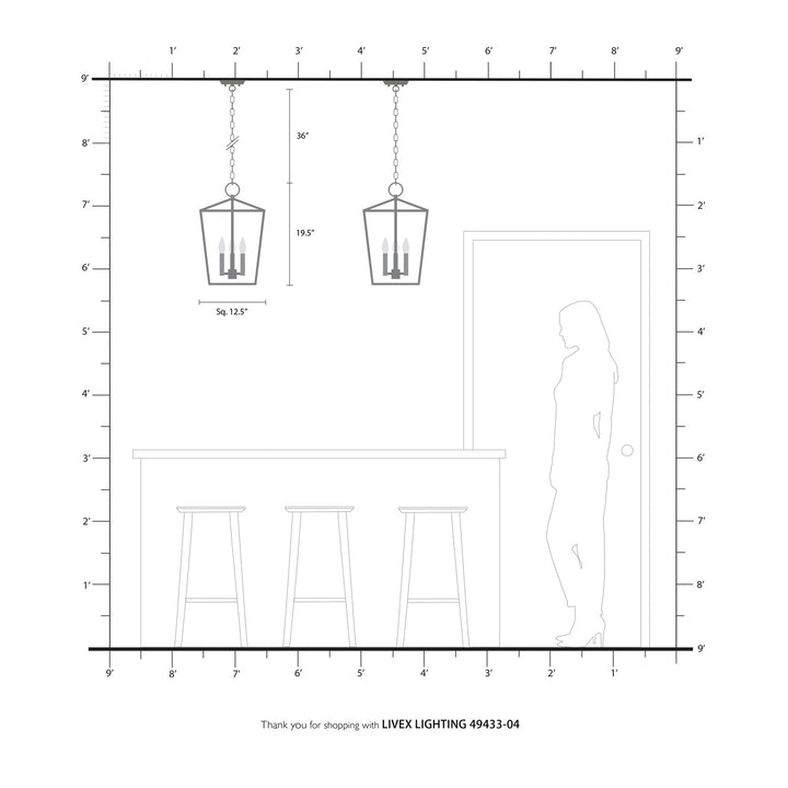3 Light Black Convertible Lantern