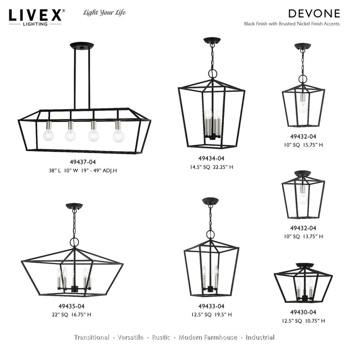3 Light Black Convertible Lantern