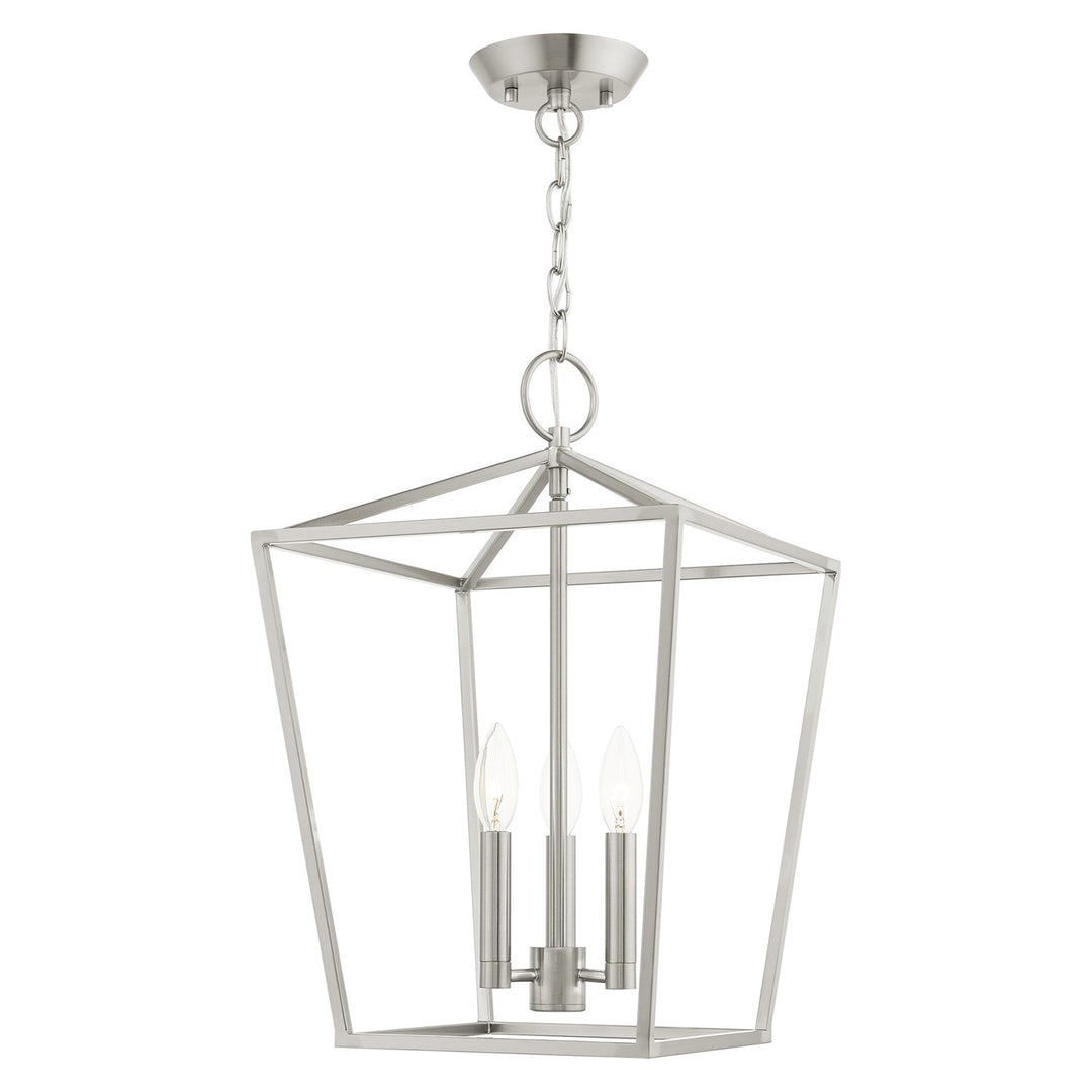 3 Light Brushed Nickel Convertible Lantern by Livex Lighting