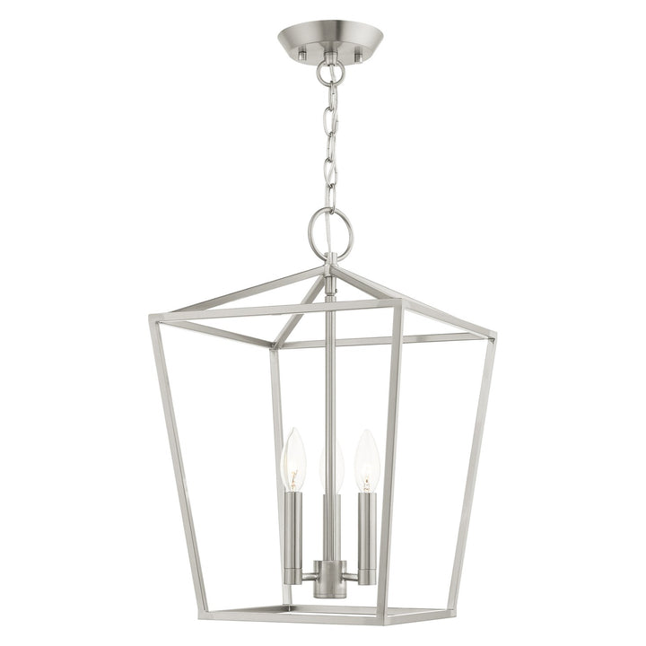 3 Light Brushed Nickel Convertible Lantern by Livex Lighting