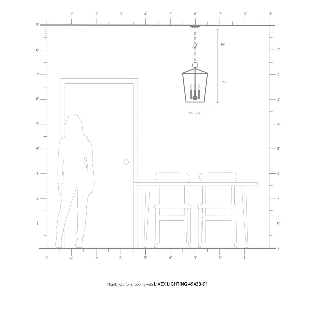 3 Light Brushed Nickel Convertible Lantern