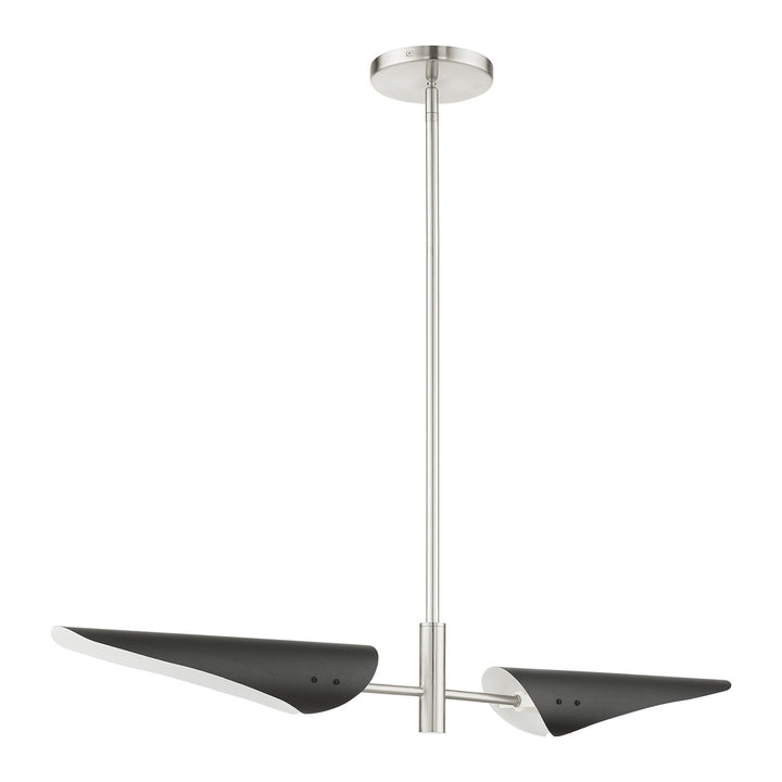 2 Light Brushed Nickel Linear Chandelier
