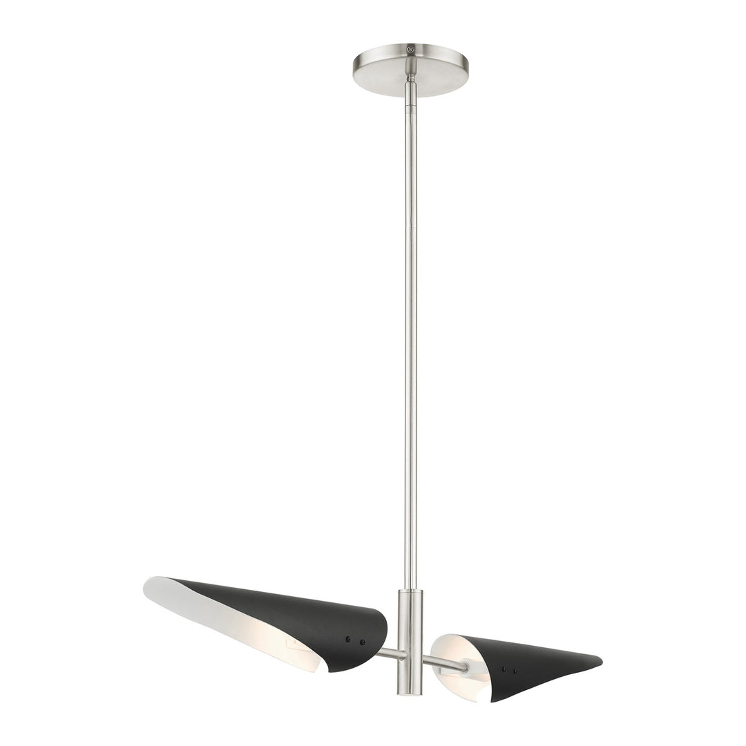 2 Light Brushed Nickel Linear Chandelier