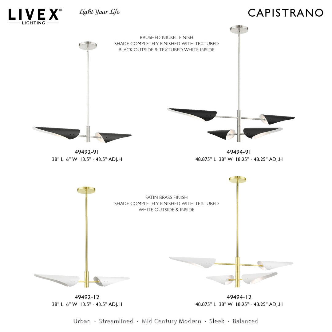 2 Light Brushed Nickel Linear Chandelier