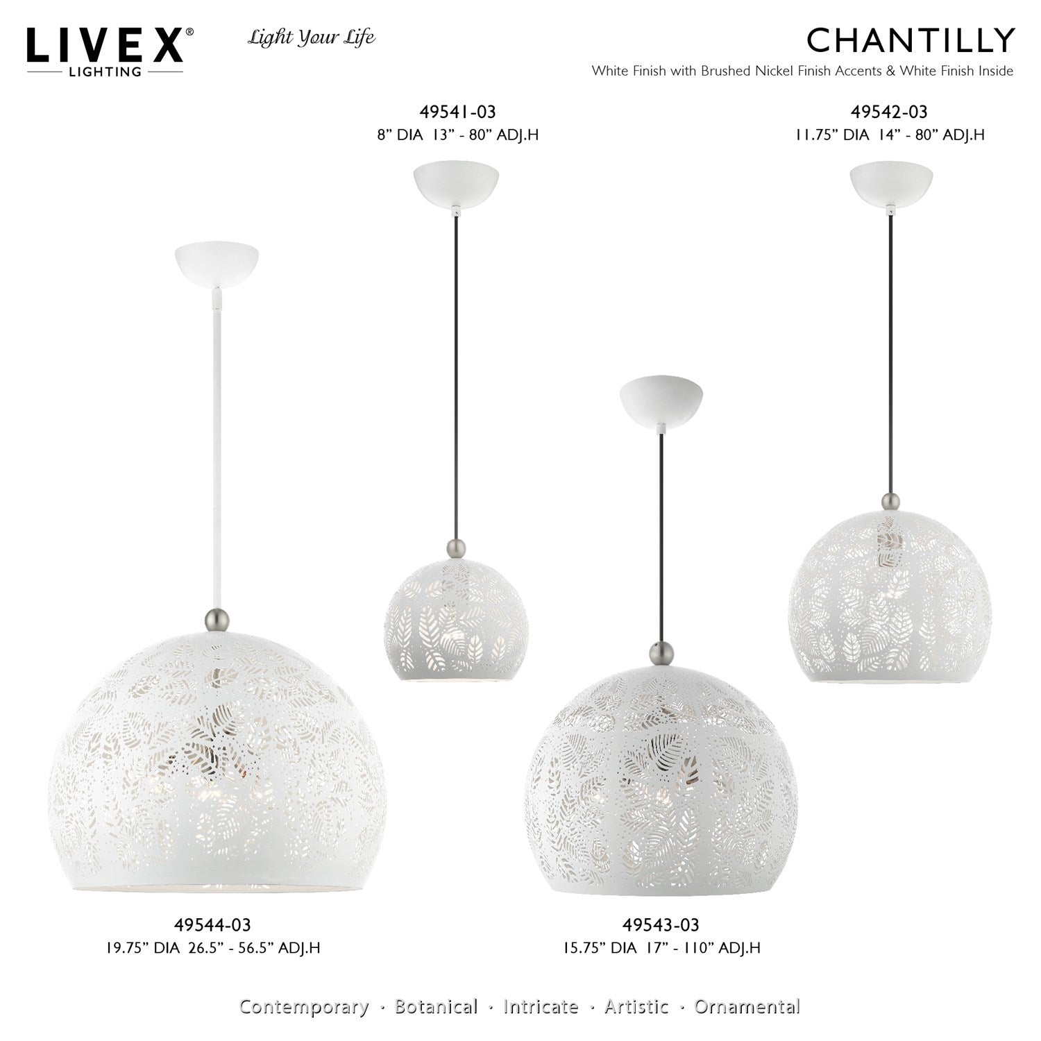 3 Light White Pendant