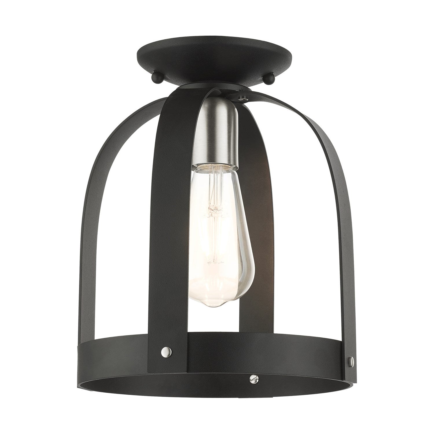 1 Light Textured Black Petite Semi Flush by Livex Lighting