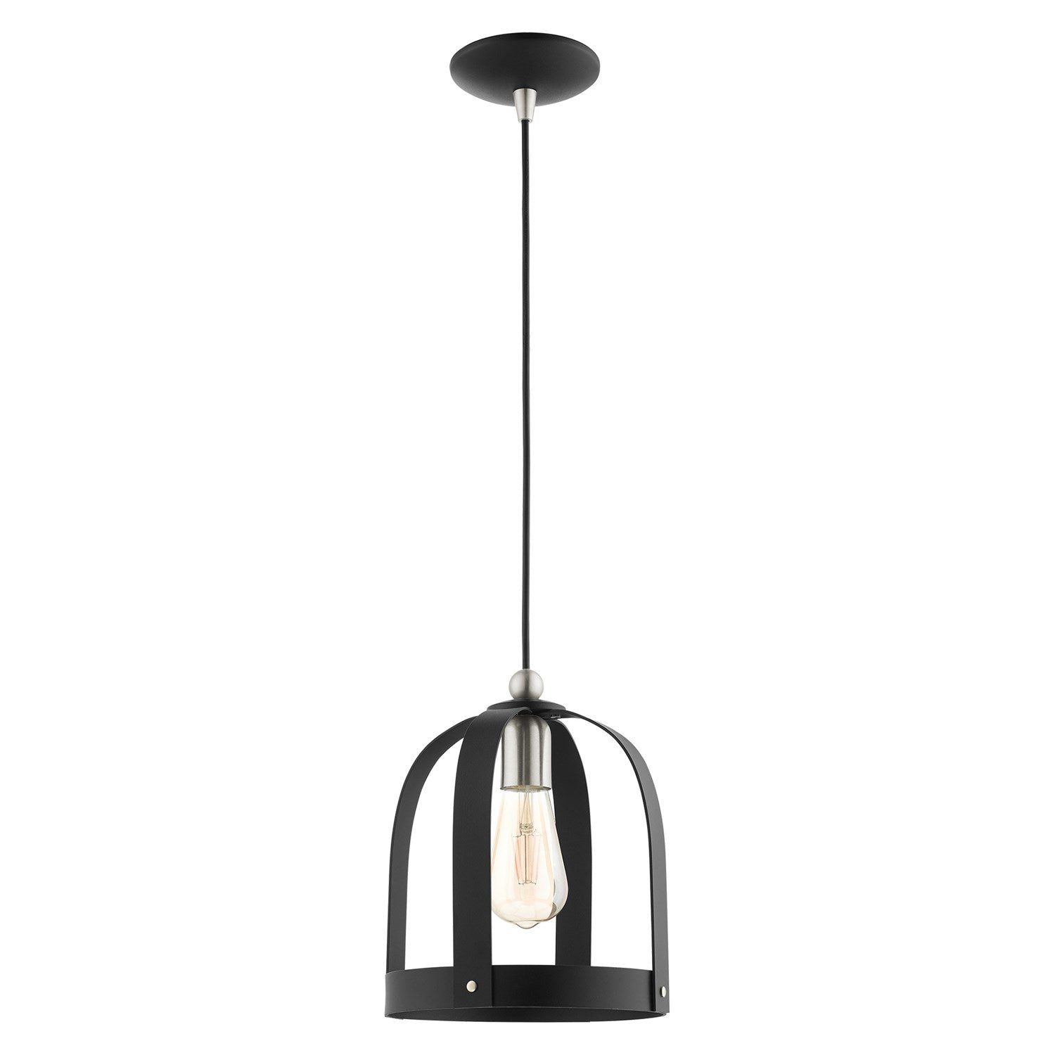1 Light Textured Black Single Pendant