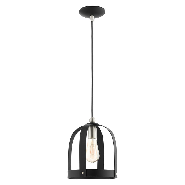 1 Light Textured Black Single Pendant