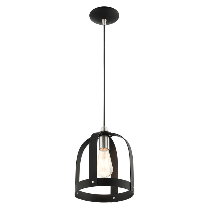 1 Light Textured Black Single Pendant