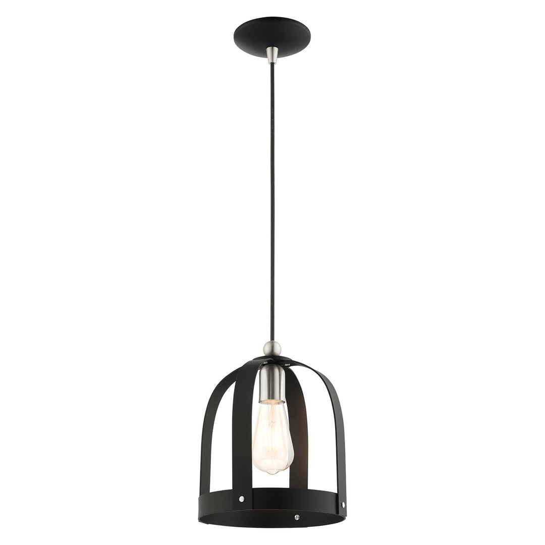 1 Light Textured Black Single Pendant