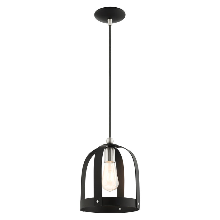 1 Light Textured Black Single Pendant