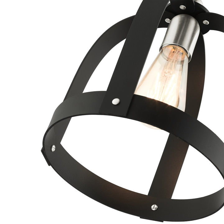 1 Light Textured Black Single Pendant