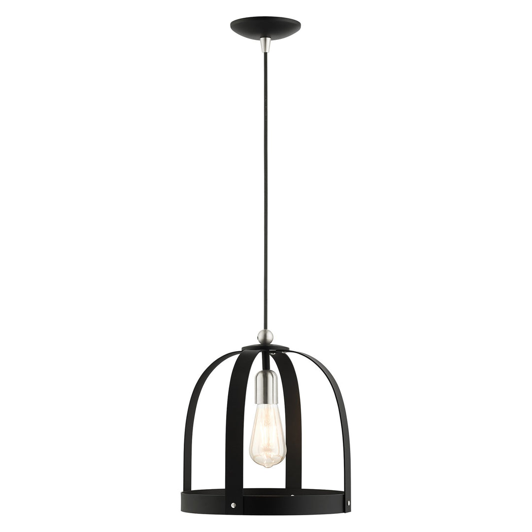 1 Light Textured Black Pendant