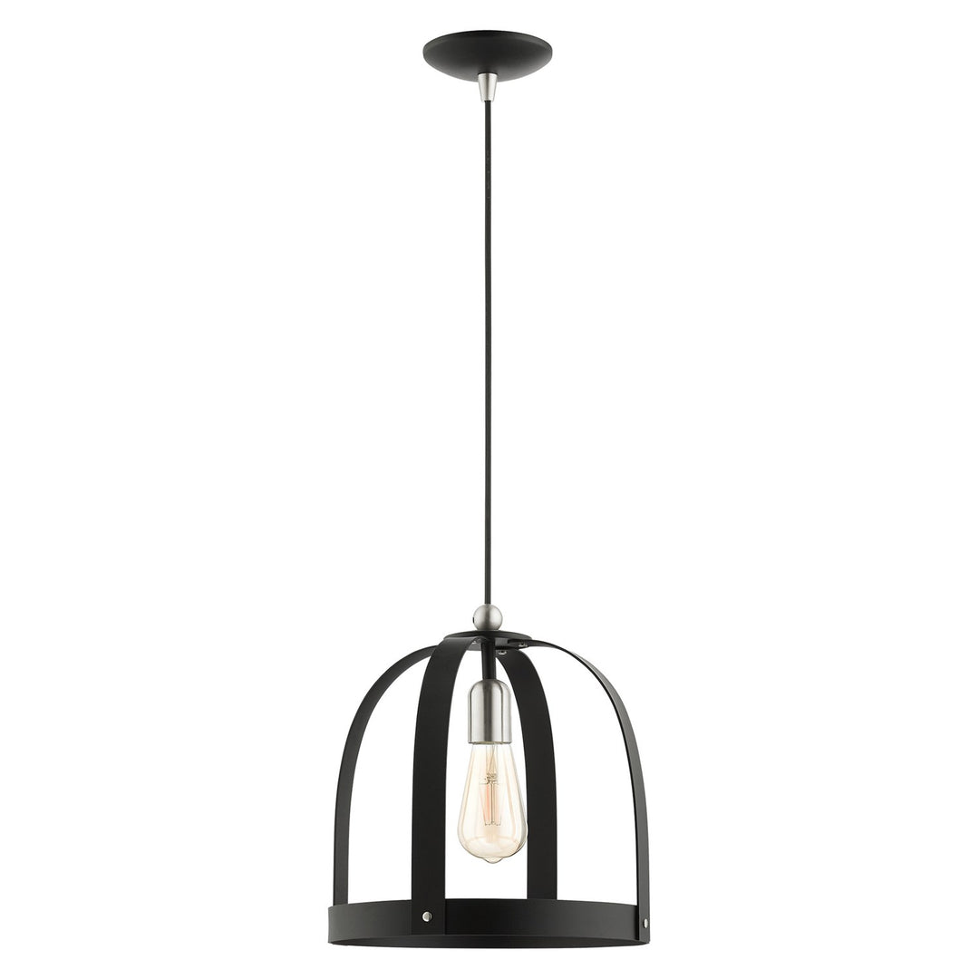 1 Light Textured Black Pendant