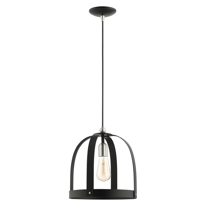 1 Light Textured Black Pendant