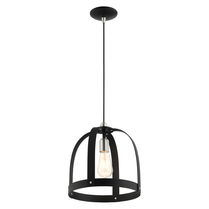 1 Light Textured Black Pendant