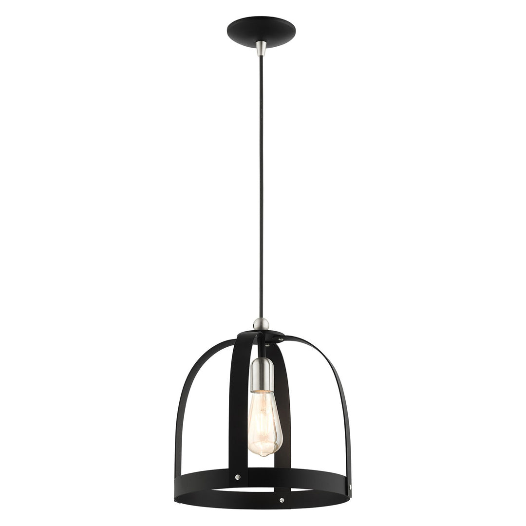1 Light Textured Black Pendant