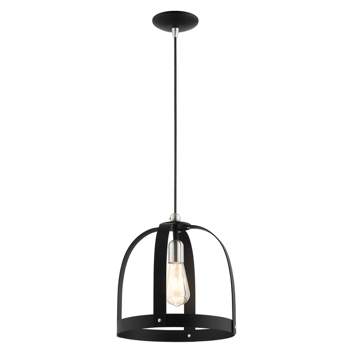 1 Light Textured Black Pendant
