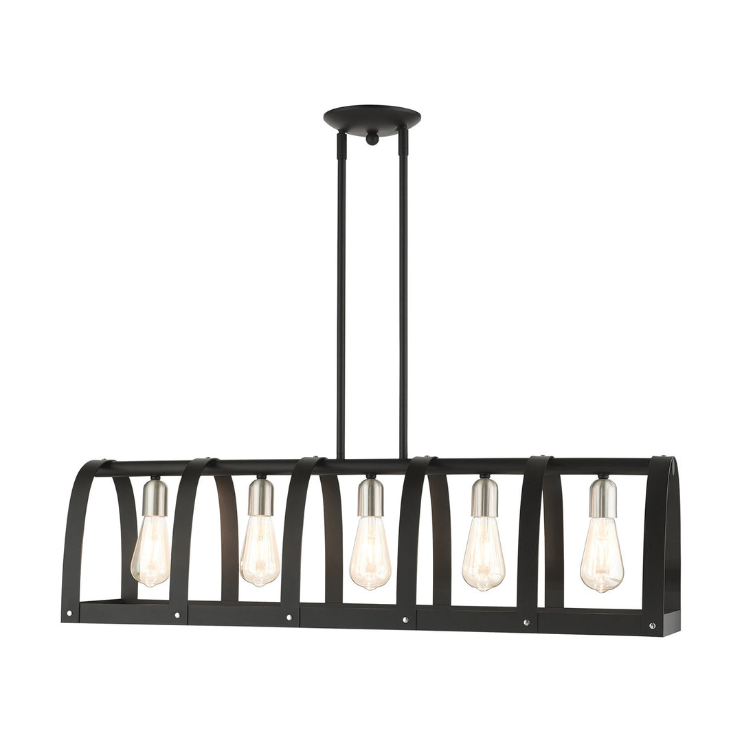 5 Light Textured Black Linear Chandelier by Livex Lighting